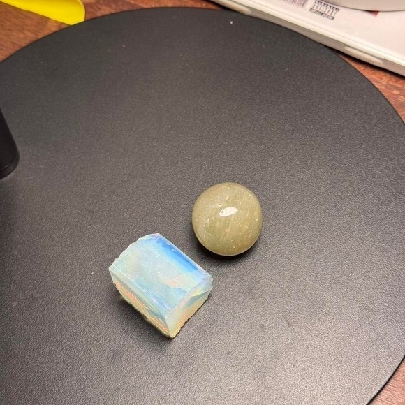 Natural Raw Opal Specimen and Polished Moonstone Crystal Set 2 Piece - Picture 2 of 7